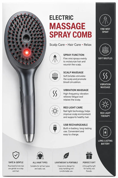 3-in-1 Electric Mist Spray Scalp Massage & Hair Therapy Brush