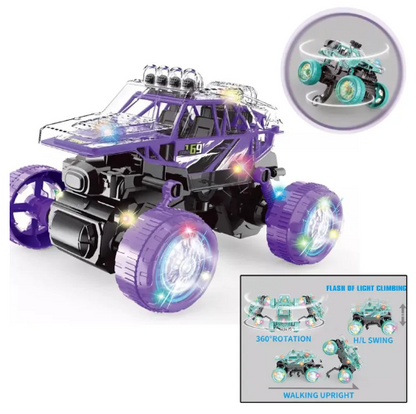 🔥Double-Sided 360° RC Stunt Car Toy with Lights & Music – Rechargeable Remote Control Car 🚗✨