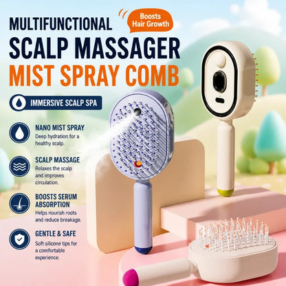 3-in-1 Electric Mist Spray Scalp Massage & Hair Therapy Brush