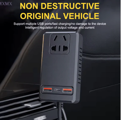 C12 Intelligent Car Power Inverter ⚡ | 150W AC Converter with USB-A & USB-C Ports 🚗🔋