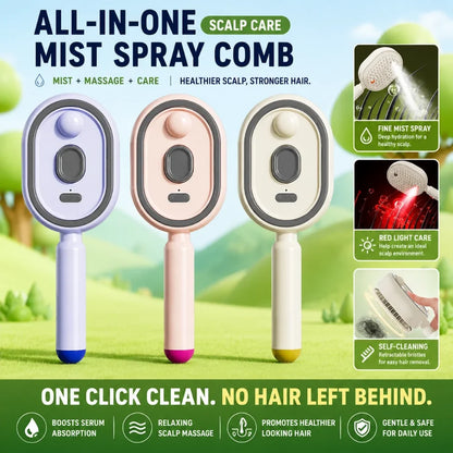 3-in-1 Electric Mist Spray Scalp Massage & Hair Therapy Brush